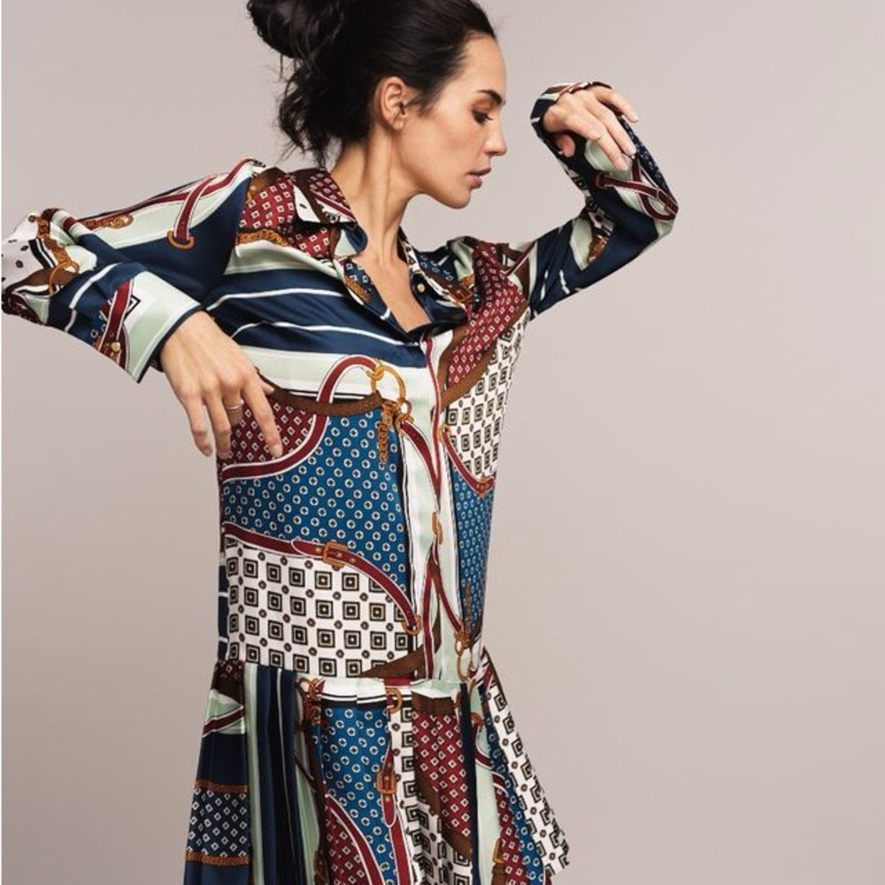 Zara Colorful Patterned Long Sleeve Dress